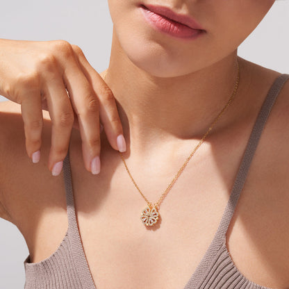 Clover and Hearts Necklace - 18k Gold and 925 Silver