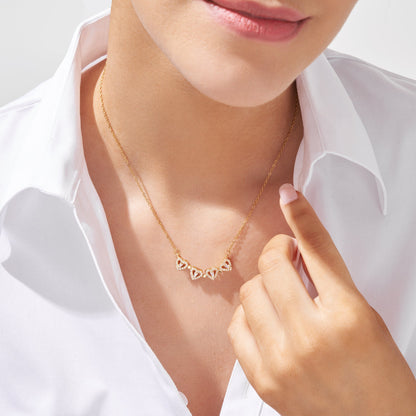 Clover and Hearts Necklace - 18k Gold and 925 Silver