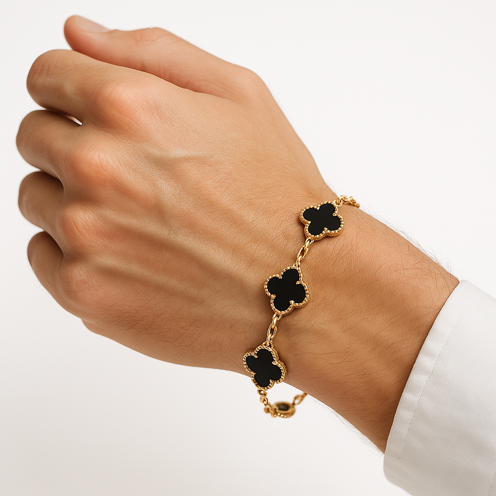 Four-Leaf Clover Bracelet 🍀 Silver + 18k Gold Plated