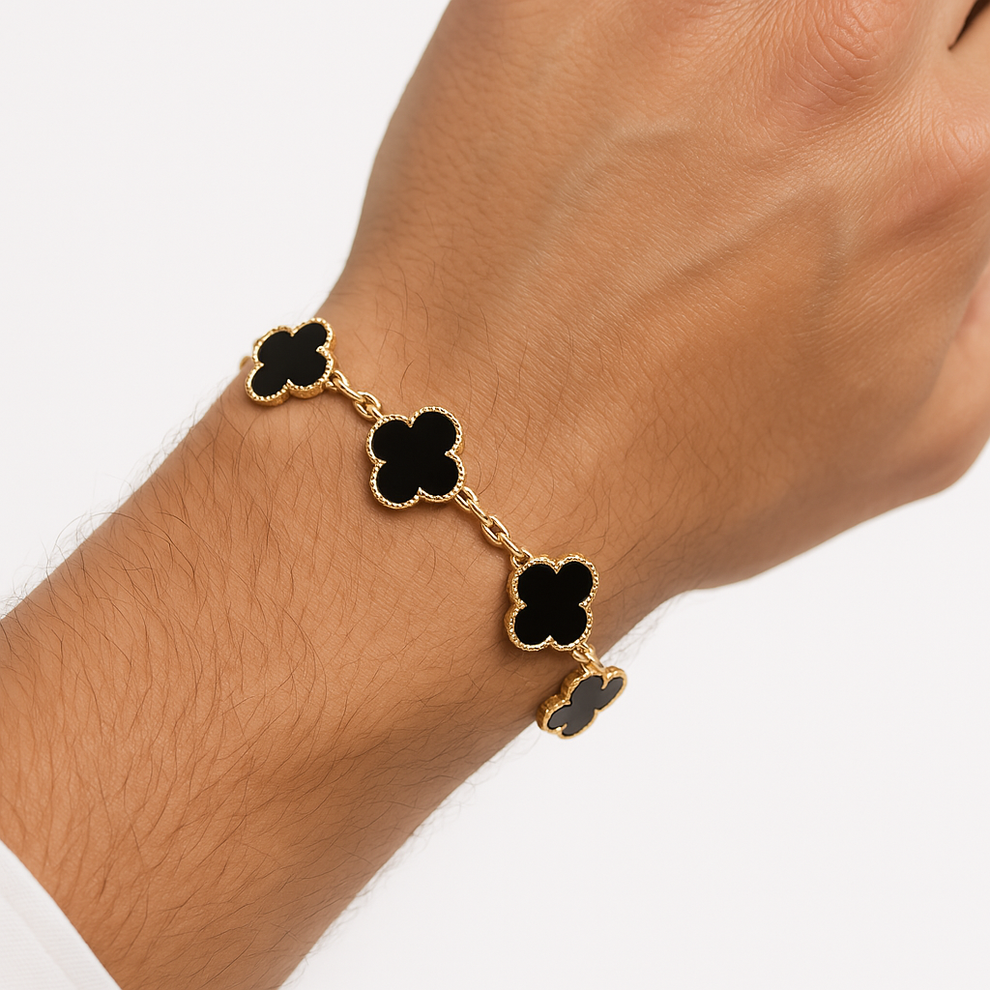 Four-Leaf Clover Bracelet 🍀 Silver + 18k Gold Plated