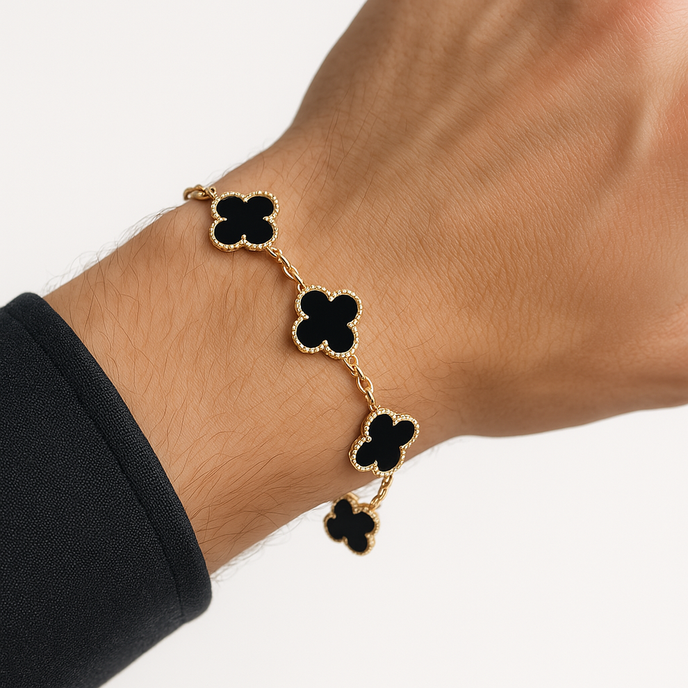 Four-Leaf Clover Bracelet 🍀 Silver + 18k Gold Plated